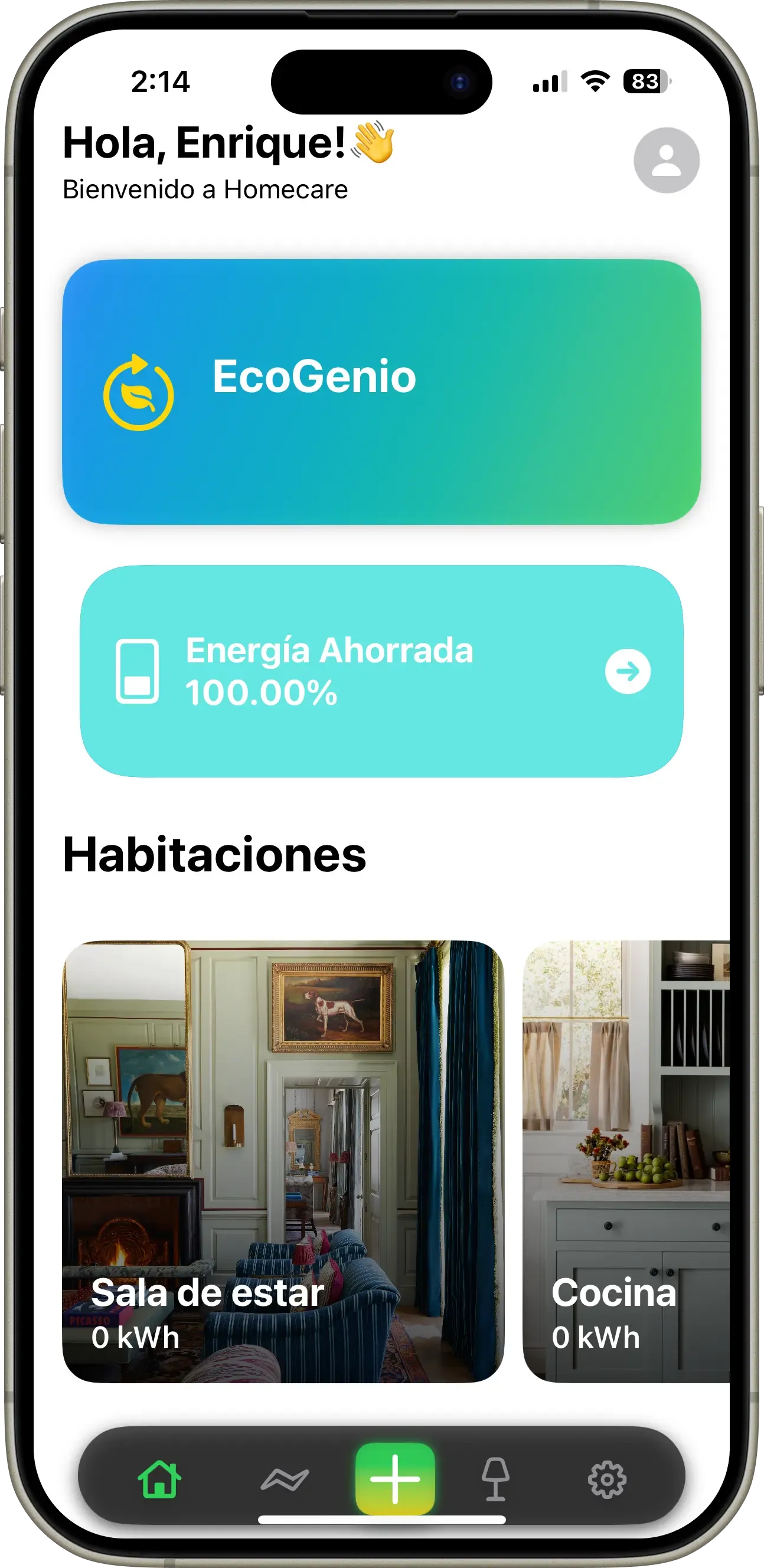 Homecare energy dashboard